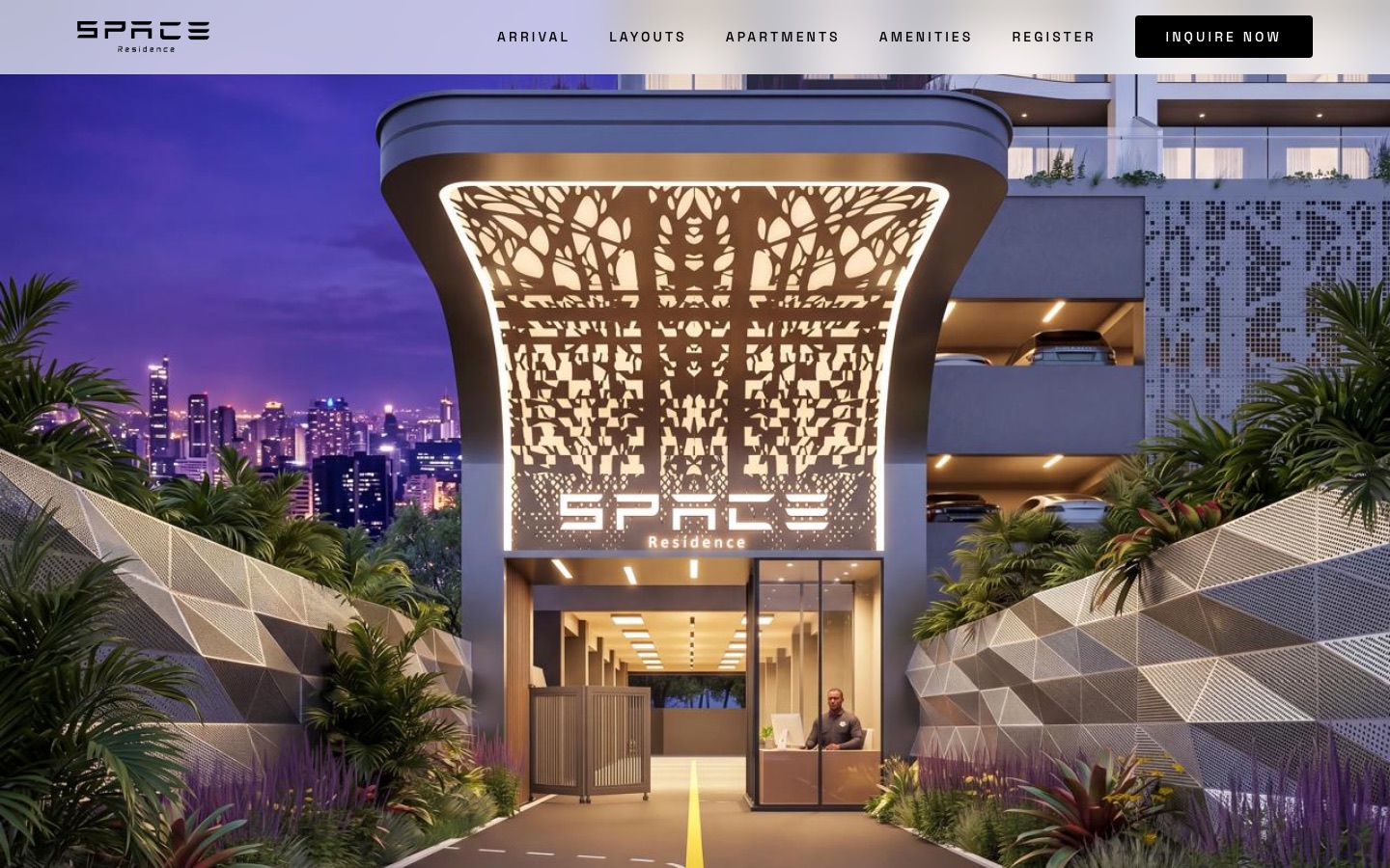 Space Residence website on desktop